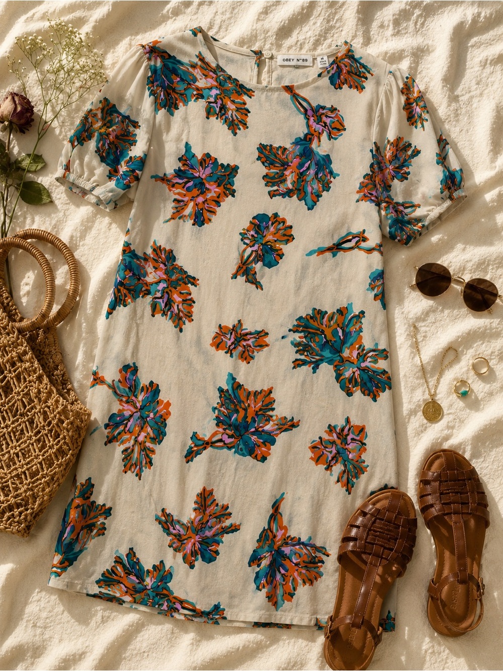 OBEY No. 89 Floral Mini Dress M Viscose